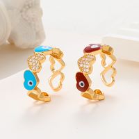 Vintage Style Simple Style Eye Copper Plating Inlay Zircon 14k Gold Plated Open Ring main image 2