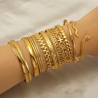 Ins Style Cross Snake Stainless Steel Plating 18k Gold Plated Bangle main image 1