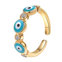 Vintage Style Simple Style Eye Copper Plating Inlay Zircon 14k Gold Plated Open Ring sku image 6
