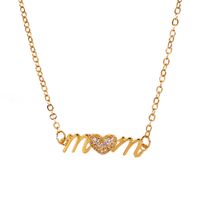 Mama Human Letter Heart Shape Copper Inlay Rhinestones Zircon Gold Plated Silver Plated Necklace sku image 3