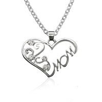 Mama Human Letter Heart Shape Copper Inlay Rhinestones Zircon Gold Plated Silver Plated Necklace sku image 1