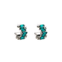 1 Pair Shiny C Shape Inlay Alloy Rhinestones Glass Gold Plated Silver Plated Ear Studs main image 6