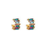 1 Pair Shiny C Shape Inlay Alloy Rhinestones Glass Gold Plated Silver Plated Ear Studs main image 3