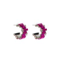 1 Pair Shiny C Shape Inlay Alloy Rhinestones Glass Gold Plated Silver Plated Ear Studs main image 5