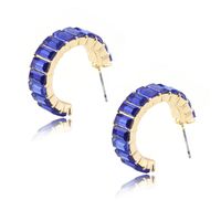 1 Pair Simple Style C Shape Plating Inlay Alloy Artificial Gemstones Earrings sku image 2