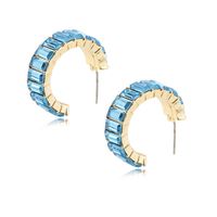 1 Pair Simple Style C Shape Plating Inlay Alloy Artificial Gemstones Earrings sku image 1