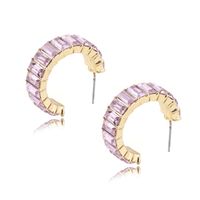 1 Pair Simple Style C Shape Plating Inlay Alloy Artificial Gemstones Earrings sku image 3