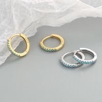 1 Pair Simple Style Geometric Copper Inlay Turquoise Hoop Earrings main image 4