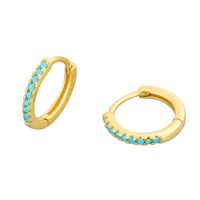 1 Pair Simple Style Geometric Copper Inlay Turquoise Hoop Earrings main image 5