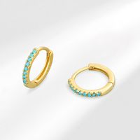 1 Pair Simple Style Geometric Copper Inlay Turquoise Hoop Earrings main image 1