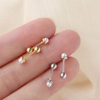 1 Pair Simple Style Geometric Inlay Copper Artificial Pearls Ear Studs main image 1