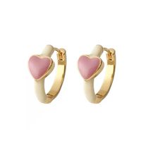 1 Pair Retro Heart Shape Copper Enamel Hoop Earrings sku image 2