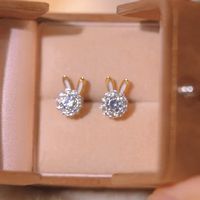 Elegant Bunny Ears Copper Inlay Zircon Women's Rings Earrings Necklace main image 4