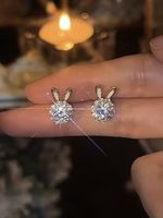 Elegant Bunny Ears Copper Inlay Zircon Women's Rings Earrings Necklace main image 3