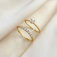 1 Piece Retro Heart Shape Copper Inlay Zircon Open Ring main image 5