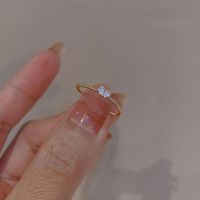 1 Piece Retro Heart Shape Copper Inlay Zircon Open Ring sku image 1