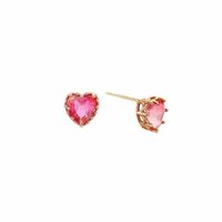 1 Pair Sweet Heart Shape Sterling Silver Plating Inlay Zircon Gold Plated Ear Studs main image 5