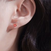 1 Pair Sweet Heart Shape Sterling Silver Plating Inlay Zircon Gold Plated Ear Studs main image 2