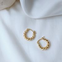 1 Pair Simple Style Twist Copper Plating Metal 14k Gold Plated Earrings sku image 1