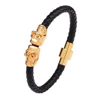 1 Pieza Retro Geométrico Cuero Sintético Aleación Enchapado Hombres Pulsera main image 4