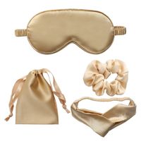 Pure Color Hair Band Headband Storage Bag Imitation Silk Eye Mask Four Pieces Set main image 5