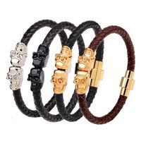 1 Piece Retro Geometric Pu Leather Alloy Plating Men's Wristband main image 1