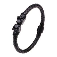 1 Piece Retro Geometric Pu Leather Alloy Plating Men's Wristband main image 5