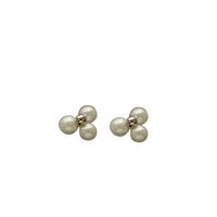 1 Pair Simple Style Flower Sterling Silver Plating Inlay Artificial Pearls 14k Gold Plated Ear Studs main image 3