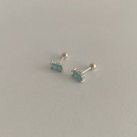 1 Pair Simple Style Square Sterling Silver Plating Inlay Zircon Ear Studs main image 4