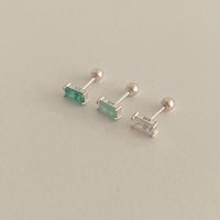 1 Pair Simple Style Square Sterling Silver Plating Inlay Zircon Ear Studs main image 1