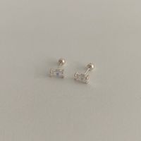 1 Pair Simple Style Square Sterling Silver Plating Inlay Zircon Ear Studs sku image 1