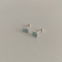 1 Pair Simple Style Square Sterling Silver Plating Inlay Zircon Ear Studs sku image 2