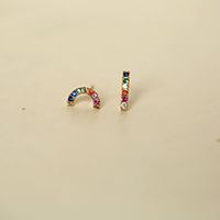 1 Pair Simple Style Rainbow Sterling Silver Asymmetrical Plating Inlay Artificial Gemstones Earrings main image 2