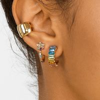 1 Paar Einfacher Stil C-form Überzug Inlay Legierung Künstliche Edelsteine Ohrringe main image 6