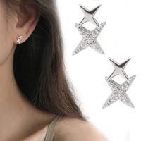 1 Pair Simple Style Star Copper Plating Inlay Artificial Gemstones Ear Studs main image 4