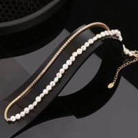Elegant Geometric Freshwater Pearl Sterling Silver Inlay Zircon Necklace main image 1