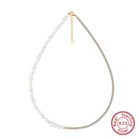 Elegant Geometric Freshwater Pearl Sterling Silver Inlay Zircon Necklace main image 2