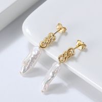 1 Pair Elegant Irregular Freshwater Pearl Sterling Silver Drop Earrings main image 1