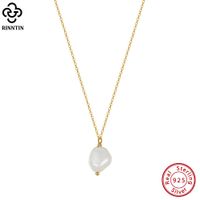 1 Piece Simple Style Geometric Sterling Silver Plating Inlay Pearl 14k Gold Plated Pendant Necklace main image 3