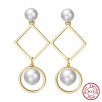 1 Pair Simple Style Geometric Freshwater Pearl Sterling Silver Plating Drop Earrings main image 4