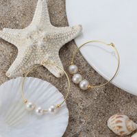1 Paar Einfacher Stil Kreis Süßwasser Perle Sterling Silber Überzug Hoop Ohrringe main image 5
