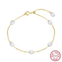 1 Piece Simple Style Geometric Sterling Silver Plating Inlay Pearl Bracelets main image 1
