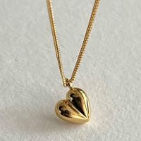 Simple Style Heart Shape Sterling Silver Plating 18k Gold Plated Pendant Necklace sku image 1