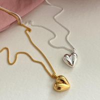Simple Style Heart Shape Sterling Silver Plating 18k Gold Plated Pendant Necklace main image 4