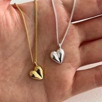 Simple Style Heart Shape Sterling Silver Plating 18k Gold Plated Pendant Necklace main image 1