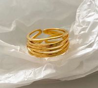 1 Stück Einfacher Stil Einfarbig Sterling Silber Überzug Aushöhlen 18 Karat Vergoldet Offener Ring sku image 2