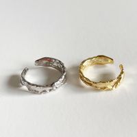 Einfacher Stil Irregulär Einfarbig Sterling Silber Überzug 18 Karat Vergoldet Offener Ring main image 6