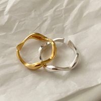 1 Piece Simple Style Solid Color Sterling Silver Plating 18k Gold Plated Open Ring main image 5