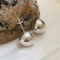 1 Pair Simple Style Ball Sterling Silver Plating Ear Studs main image 5