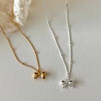 1 Piece Simple Style Bow Knot Sterling Silver Plating 18k Gold Plated Pendant Necklace main image 1
